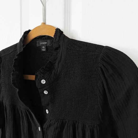 NWT J.Crew Long Sleeve Soft Gauze Garden Top - Black | XS - Picture 4 of 7
